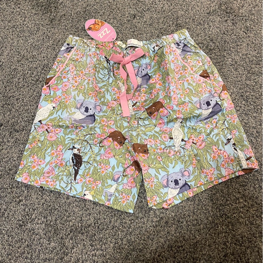 Peter Alexander Pastel Koala & Floral Cotton Sleep Shorts - Pink Tie